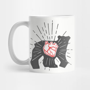 Bear silhouette and heart vector hand drawn illustration Mug